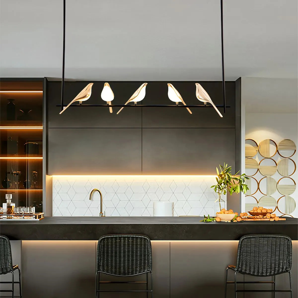 flairel Modern Gold Birds LED Chandelier