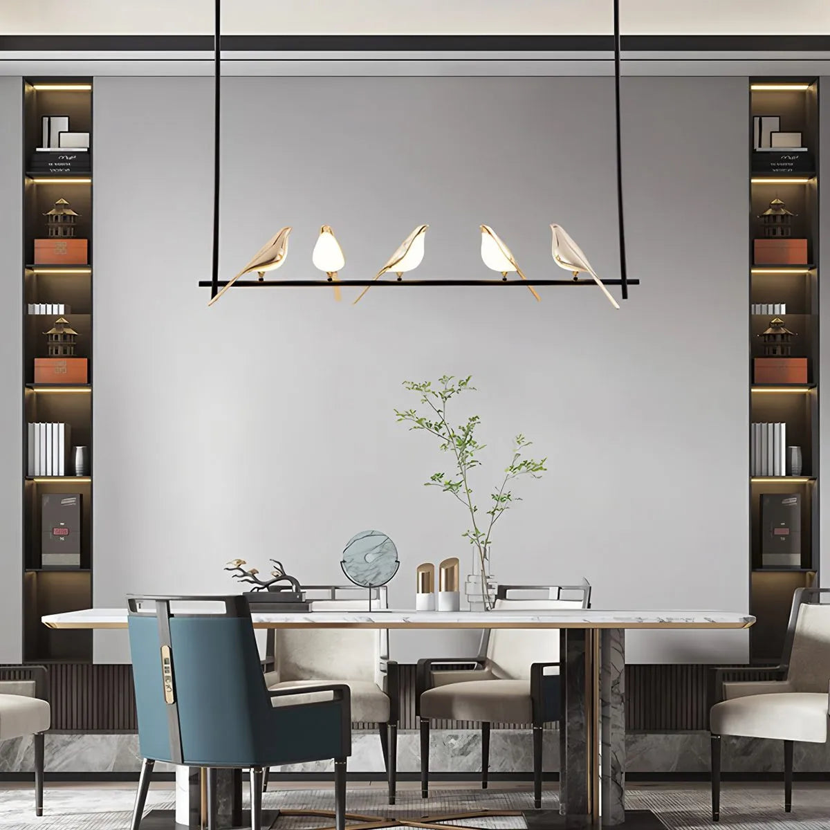 flairel Modern Gold Birds LED Chandelier