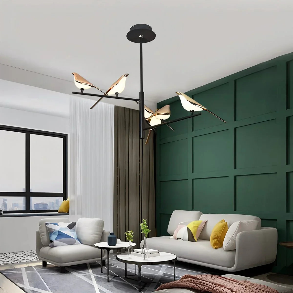 flairel Modern Gold Birds LED Chandelier