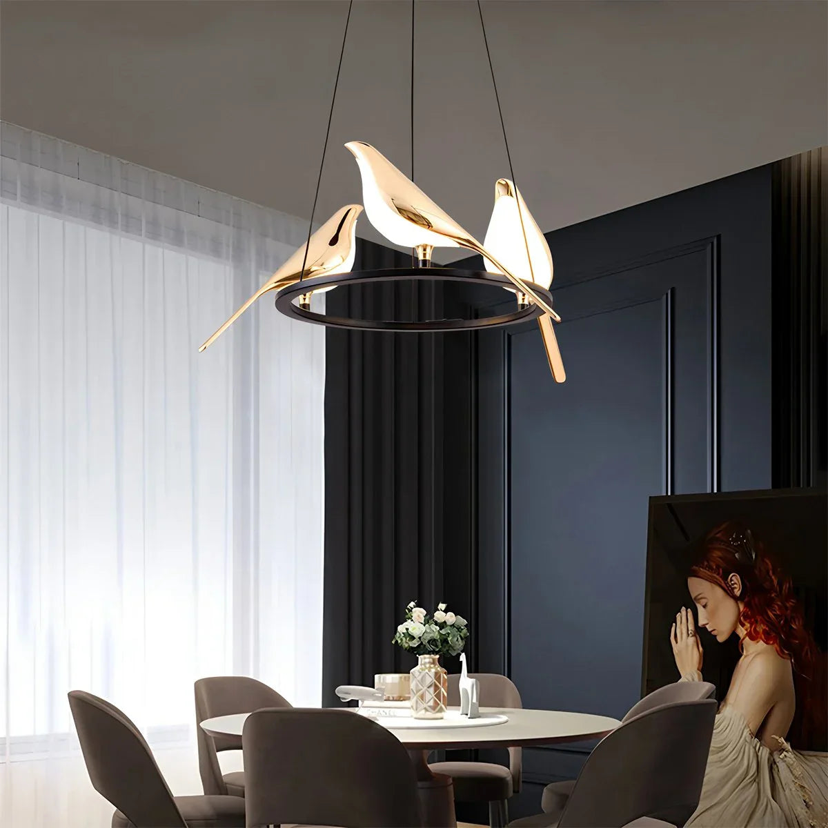 flairel Modern Gold Birds LED Chandelier