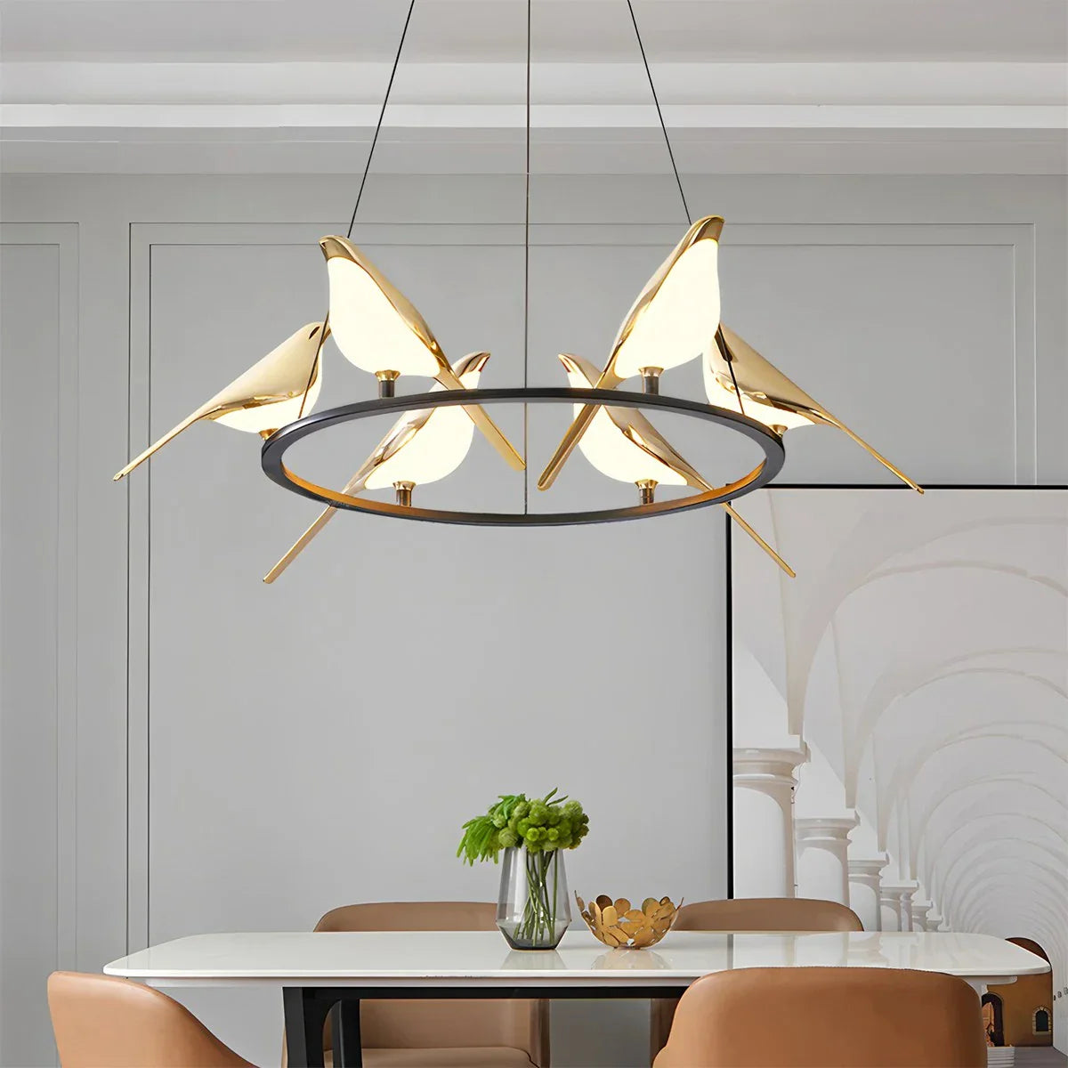 flairel Modern Gold Birds LED Chandelier