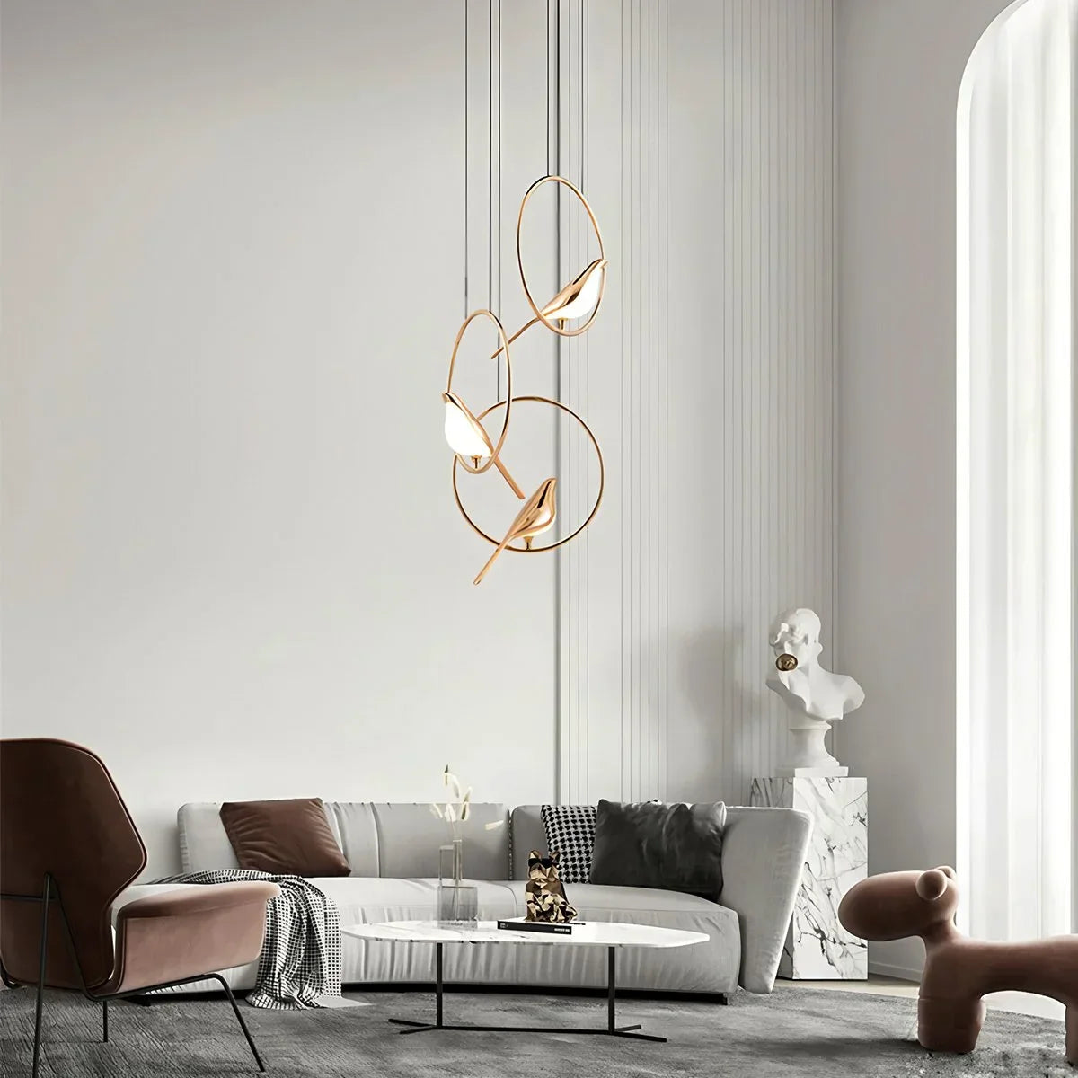 flairel Modern Gold Birds LED Chandelier