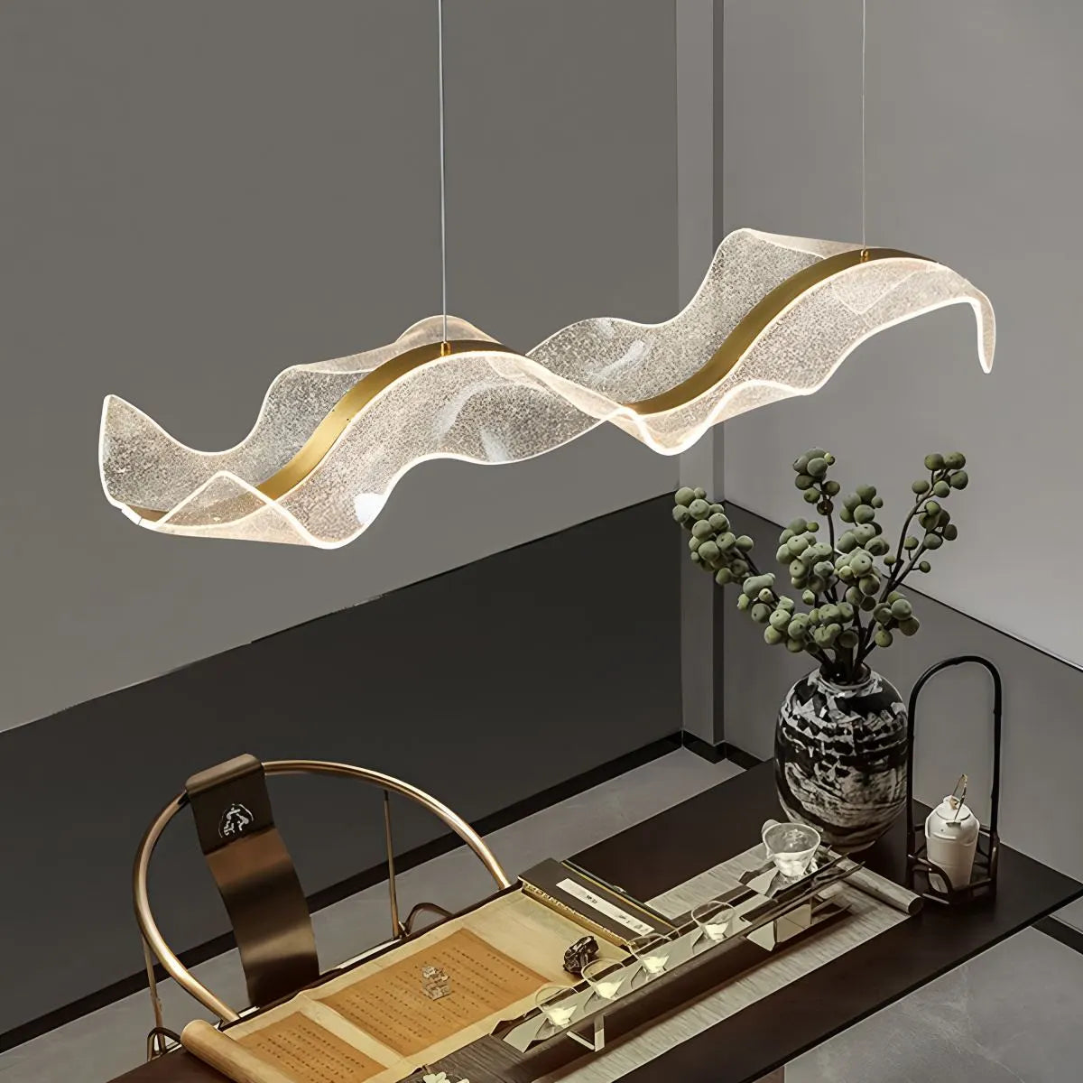 flairel Modern LED Wave Acrylic Chandelier