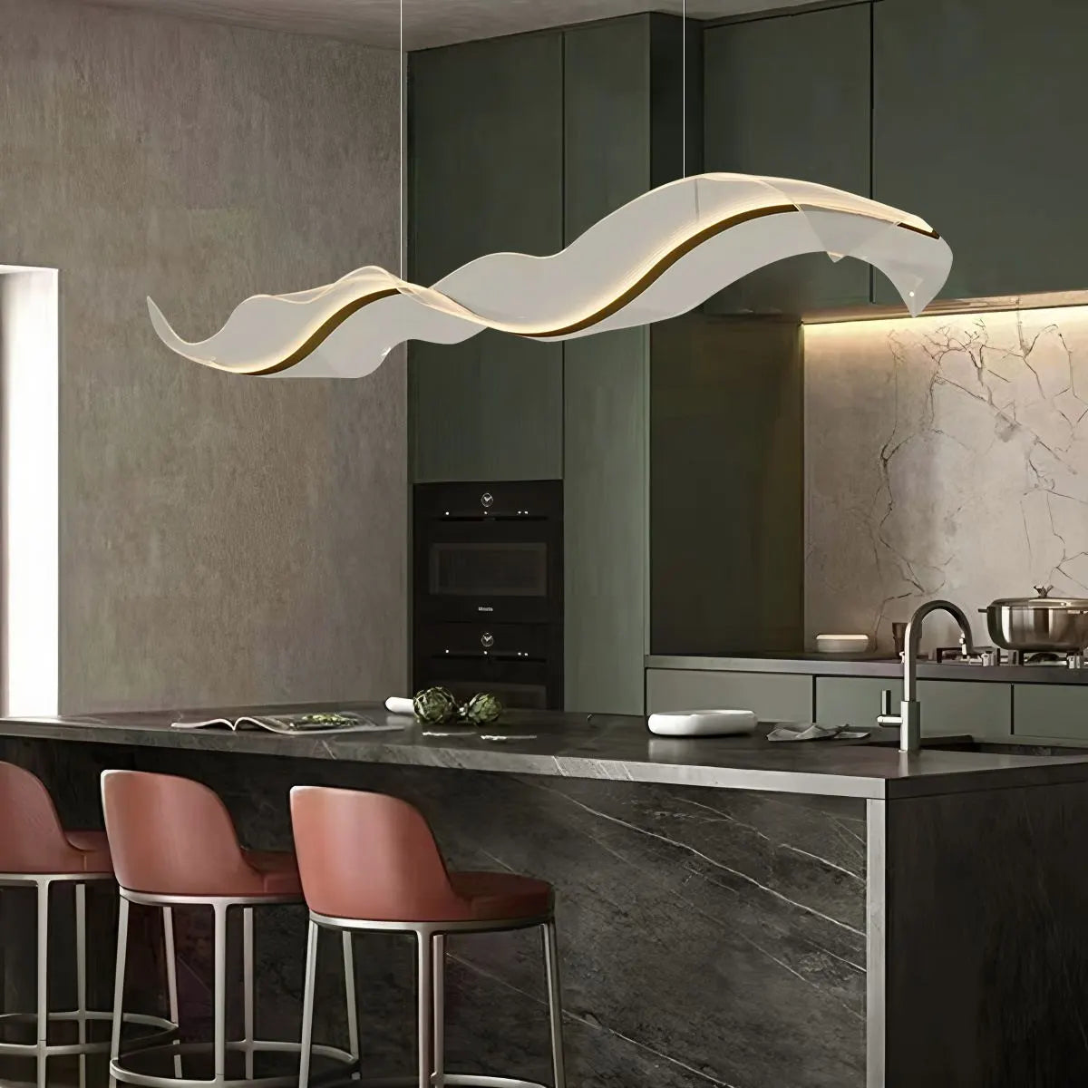 flairel Modern LED Wave Acrylic Chandelier