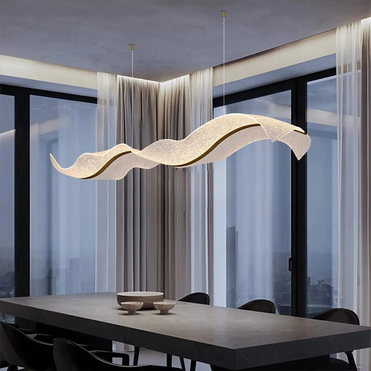 flairel Modern LED Wave Acrylic Chandelier