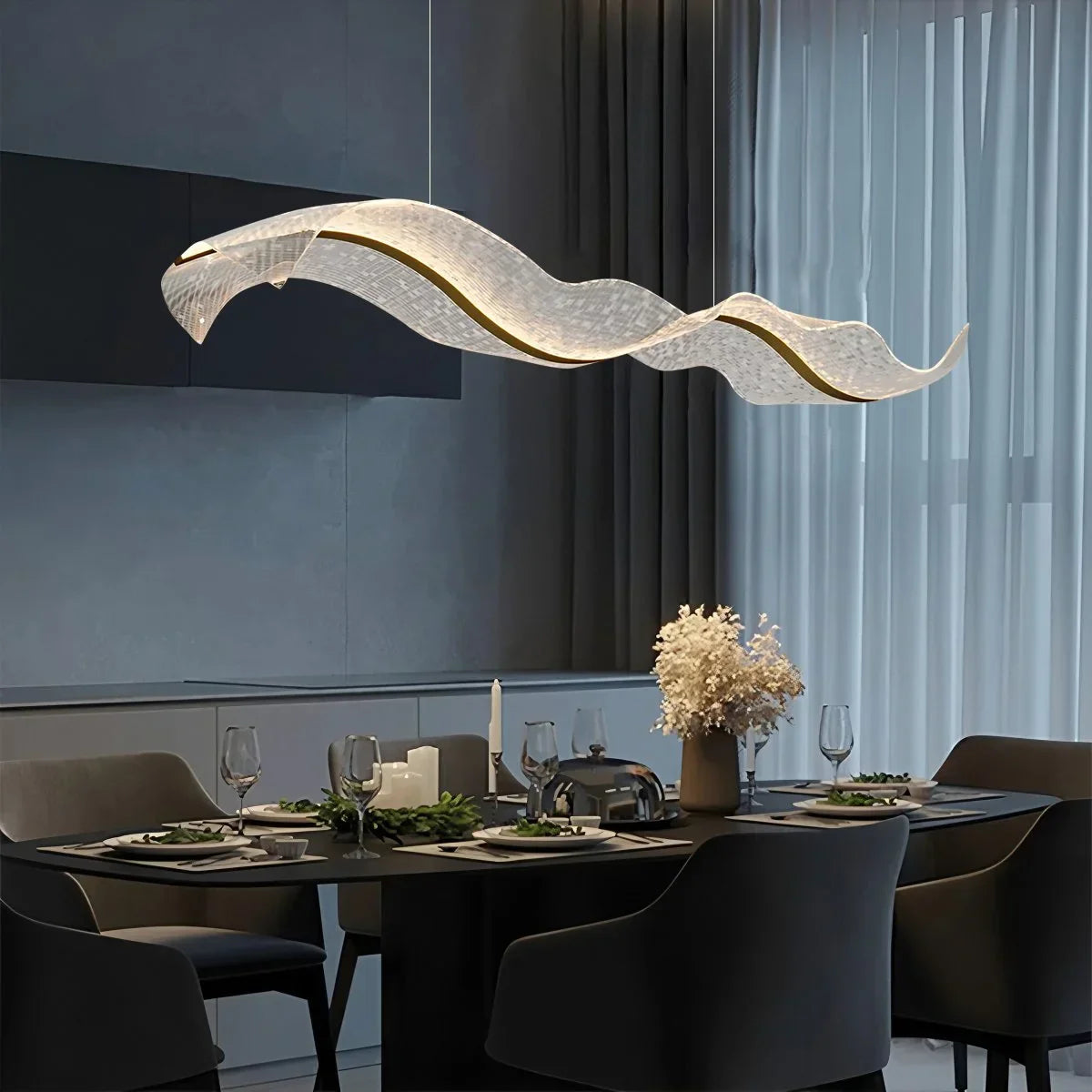 flairel Modern LED Wave Acrylic Chandelier