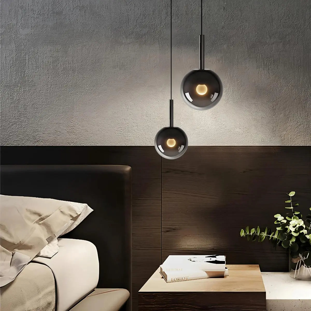 flairel Adjustable Bedside Glass Pendant Light