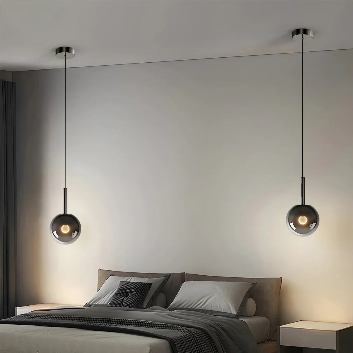 flairel Adjustable Bedside Glass Pendant Light