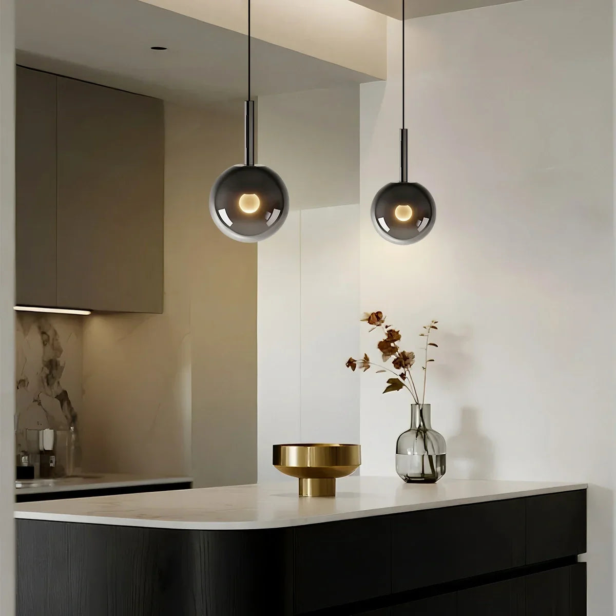 flairel Adjustable Bedside Glass Pendant Light