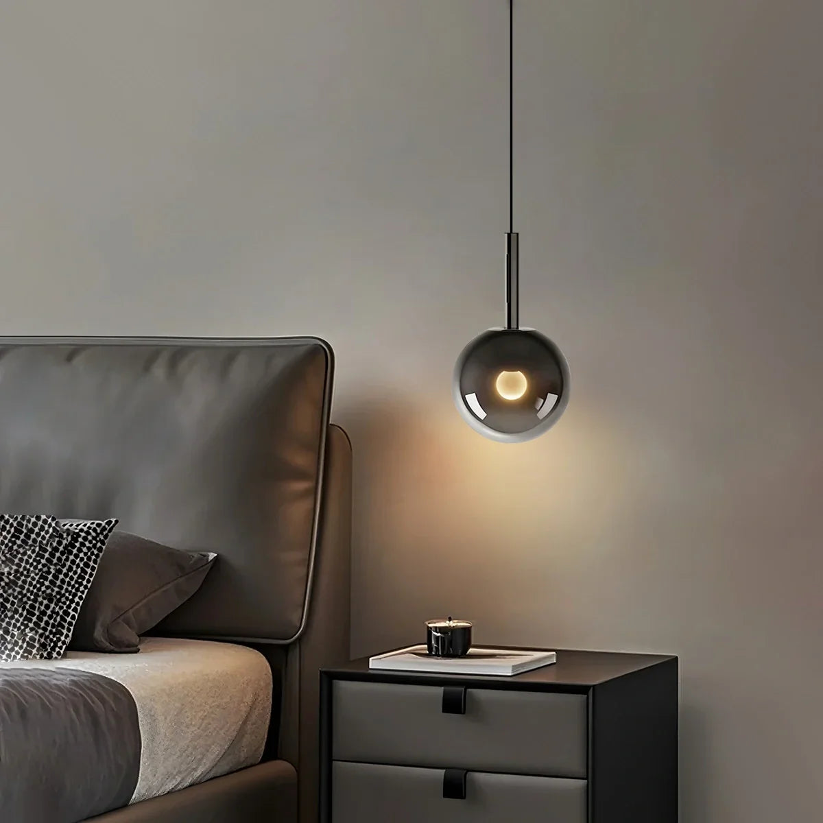 flairel Adjustable Bedside Glass Pendant Light