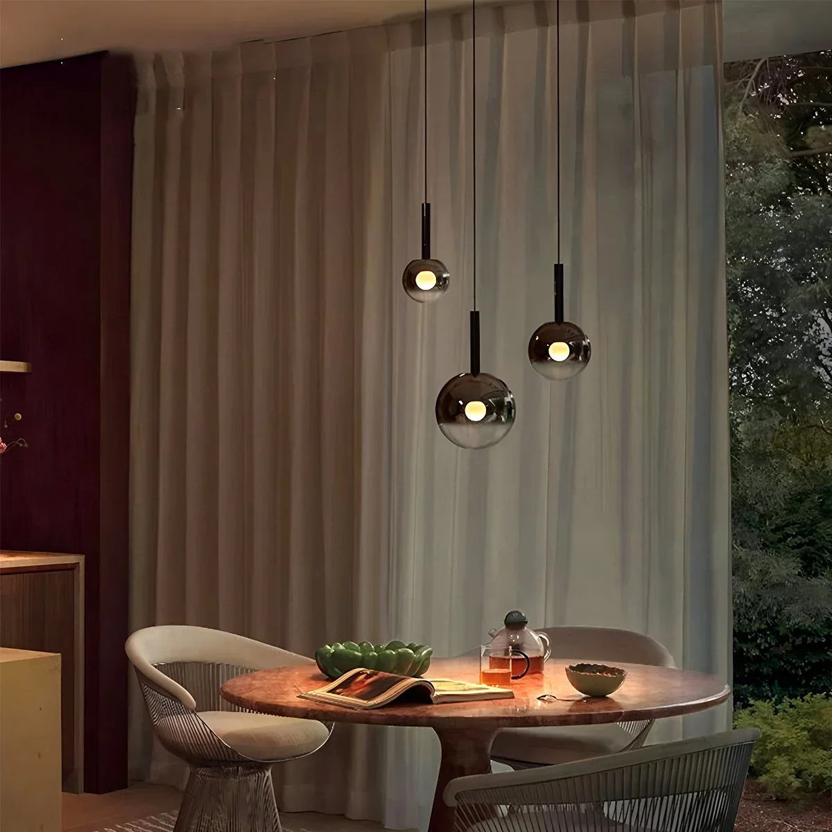 flairel Adjustable Bedside Glass Pendant Light