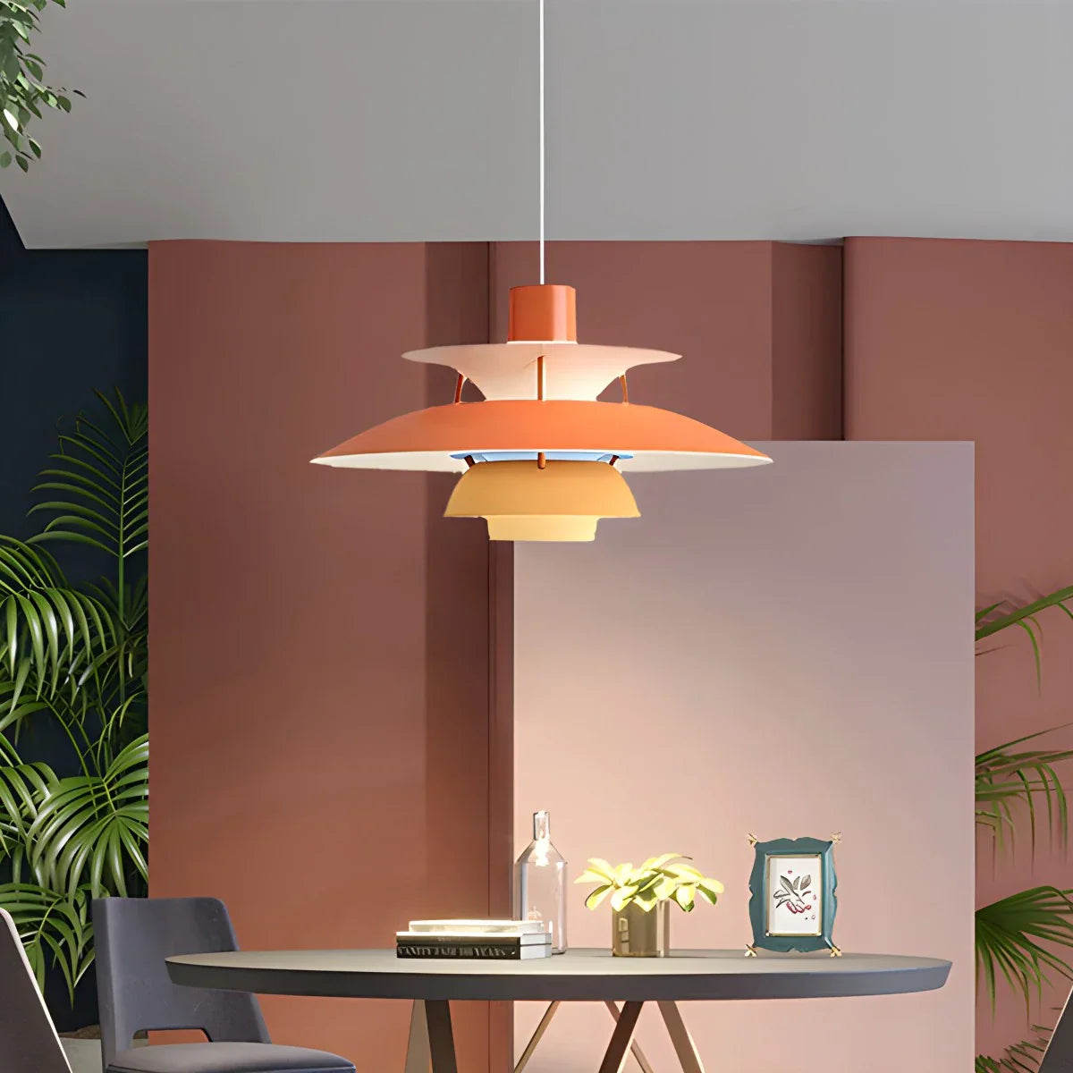Orange nordic multi pendant light