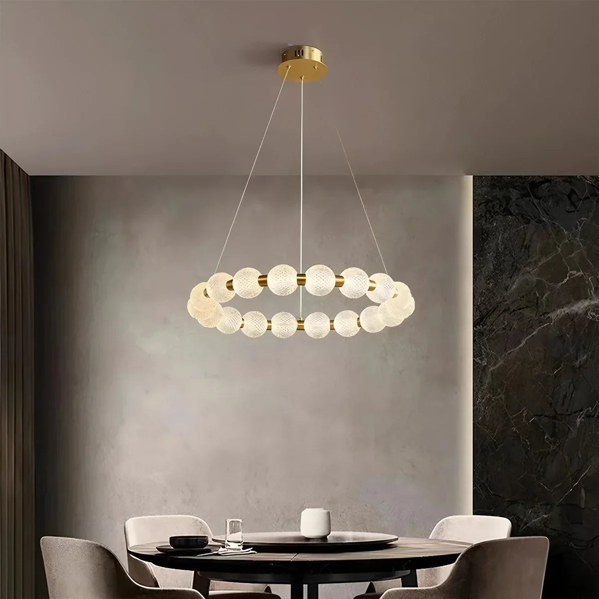flairel Modern Ring Pearl Chandelier for Living Room