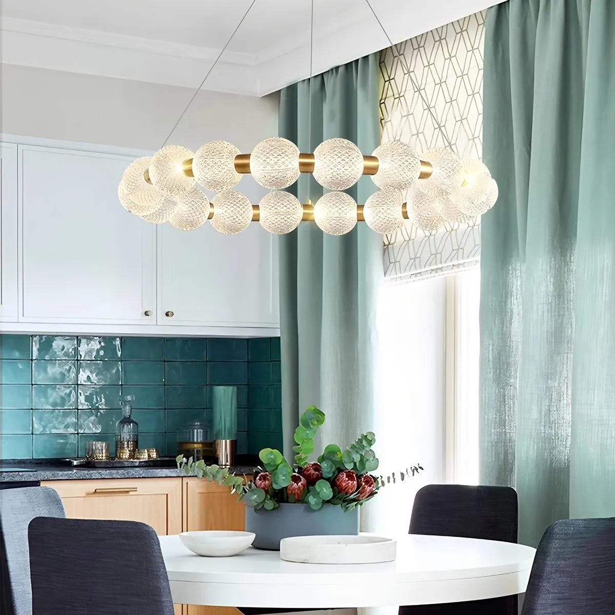 flairel Modern Ring Pearl Chandelier for Living Room