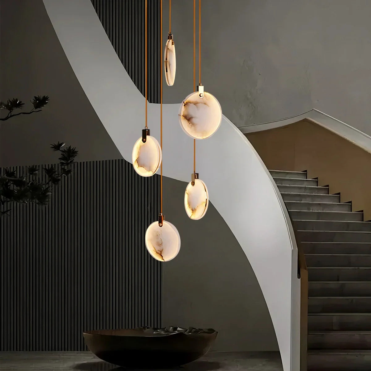 flairel Moonshade Natural Alabaster Pendant Chandelier