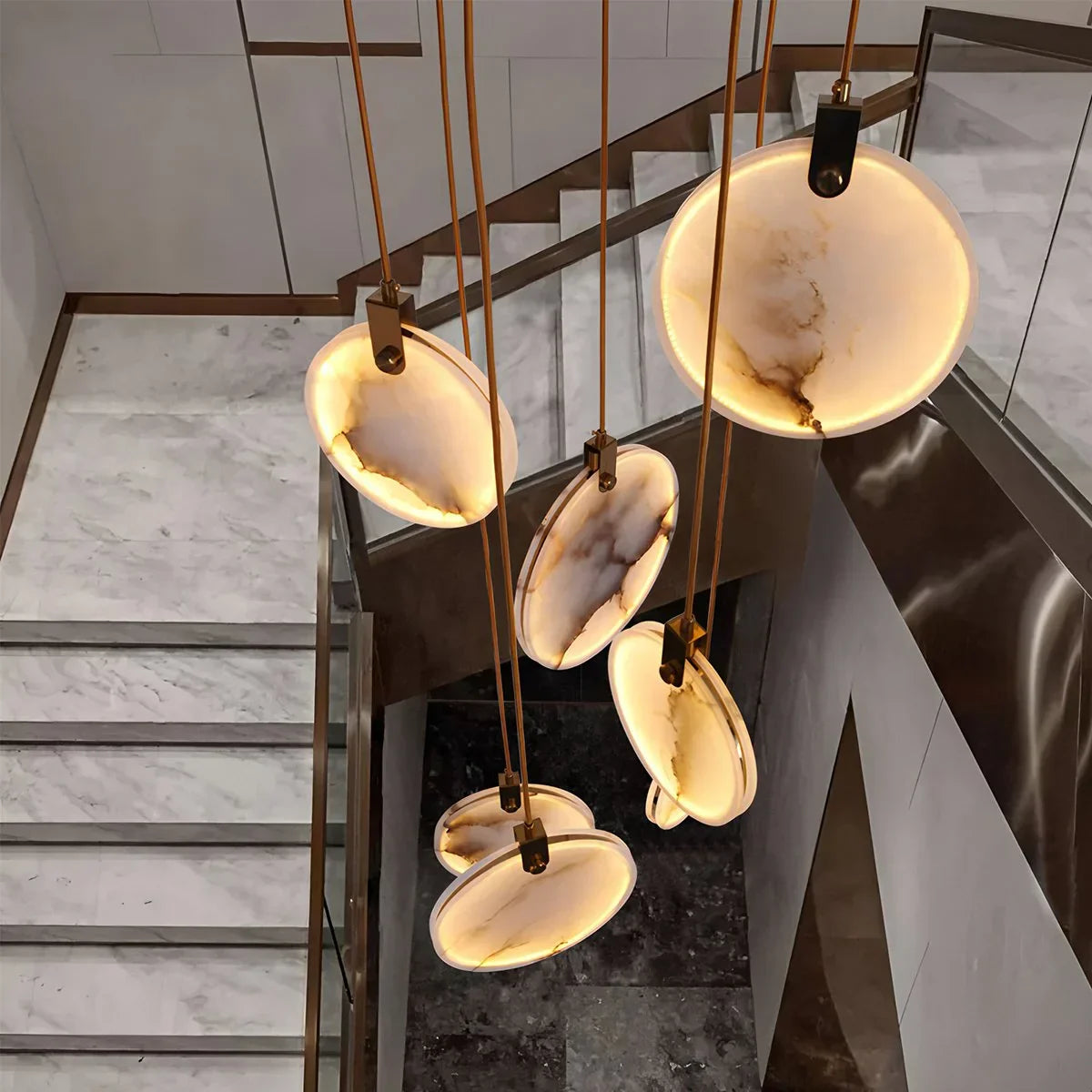 flairel Moonshade Natural Alabaster Pendant Chandelier