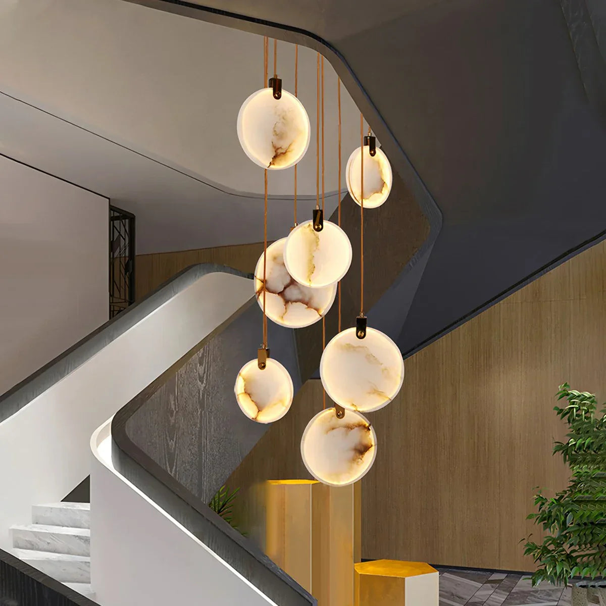 flairel Moonshade Natural Alabaster Pendant Chandelier