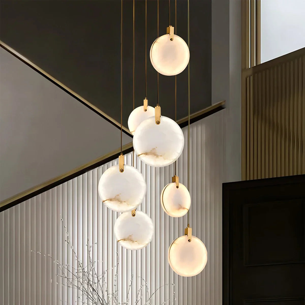 flairel Moonshade Natural Alabaster Pendant Chandelier