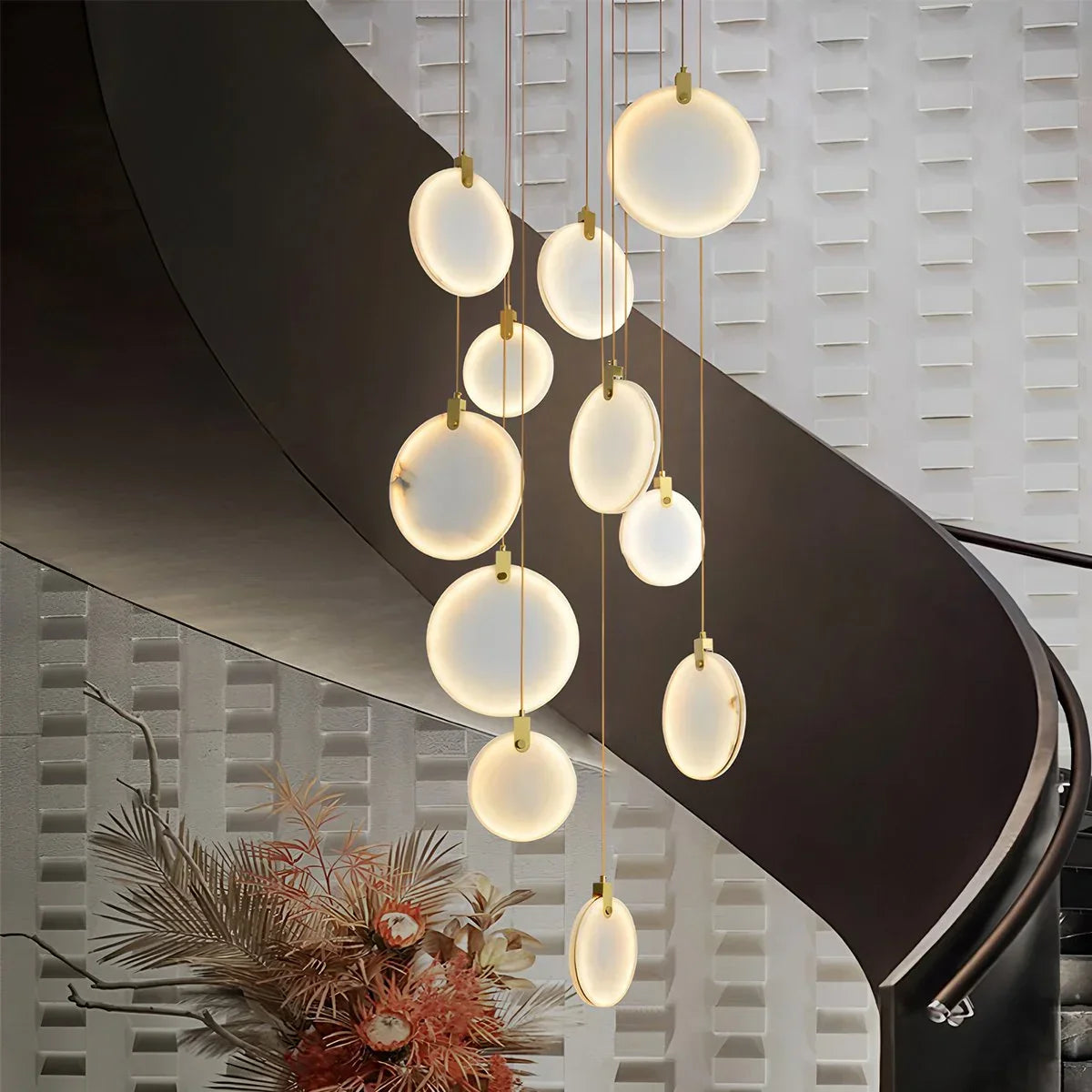flairel Moonshade Natural Alabaster Pendant Chandelier