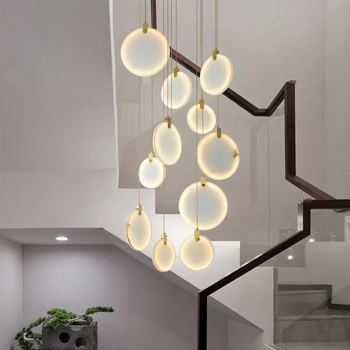 flairel Moonshade Natural Alabaster Pendant Chandelier