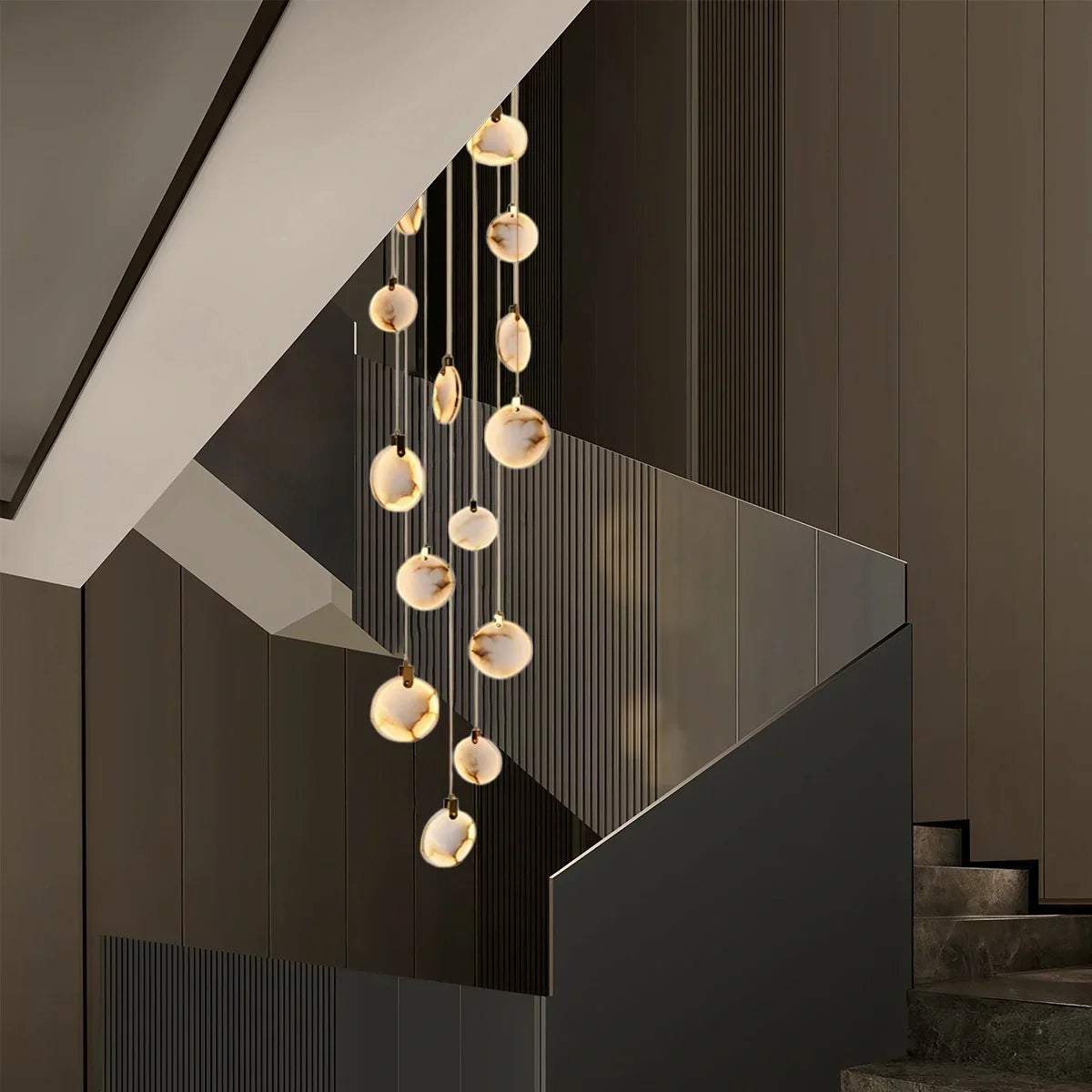 flairel Moonshade Natural Alabaster Pendant Chandelier
