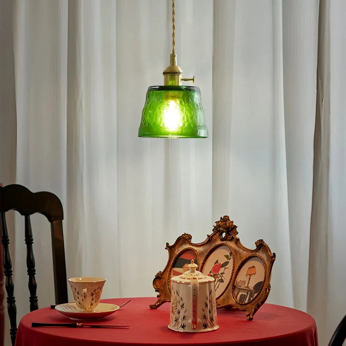 flairel Nordic Cup Glass Pendant Lamp for Bedside
