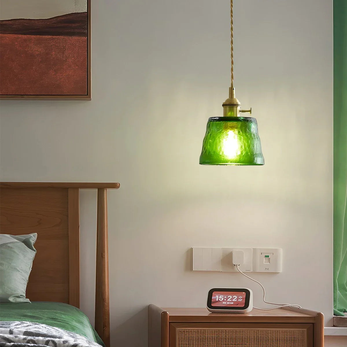 flairel Nordic Cup Glass Pendant Lamp for Bedside