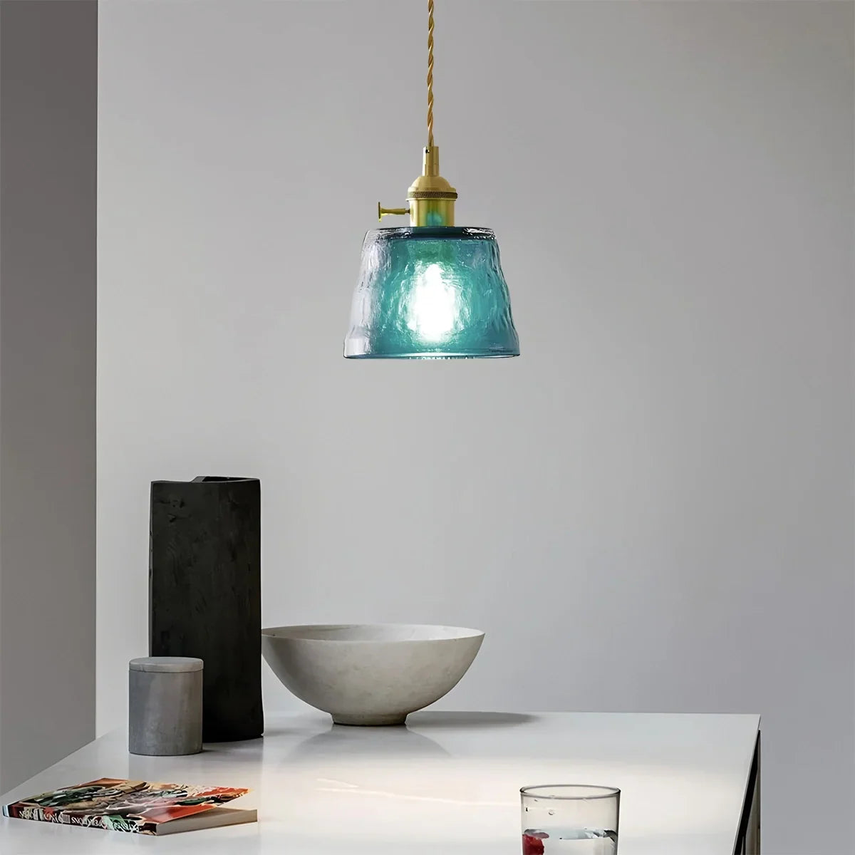 flairel Nordic Cup Glass Pendant Lamp for Bedside