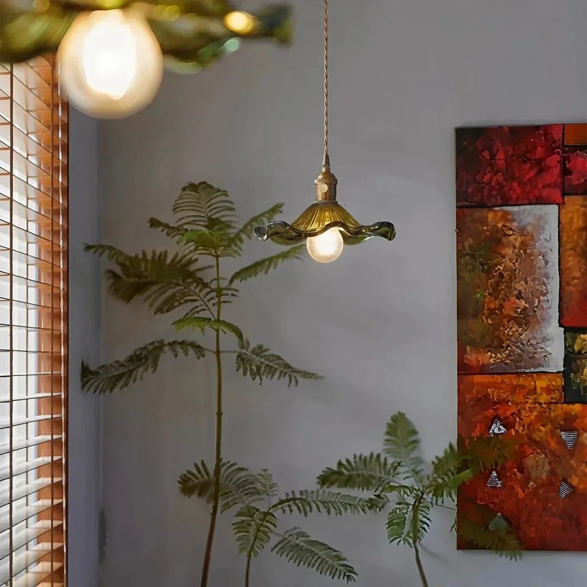 flairel Nordic Japanese Glass Chandelier for Living Room