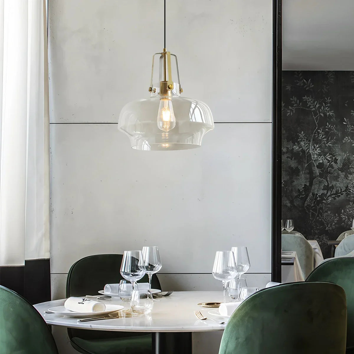 flairel Nordic Minimalist Dining Room Glass Pendant Light