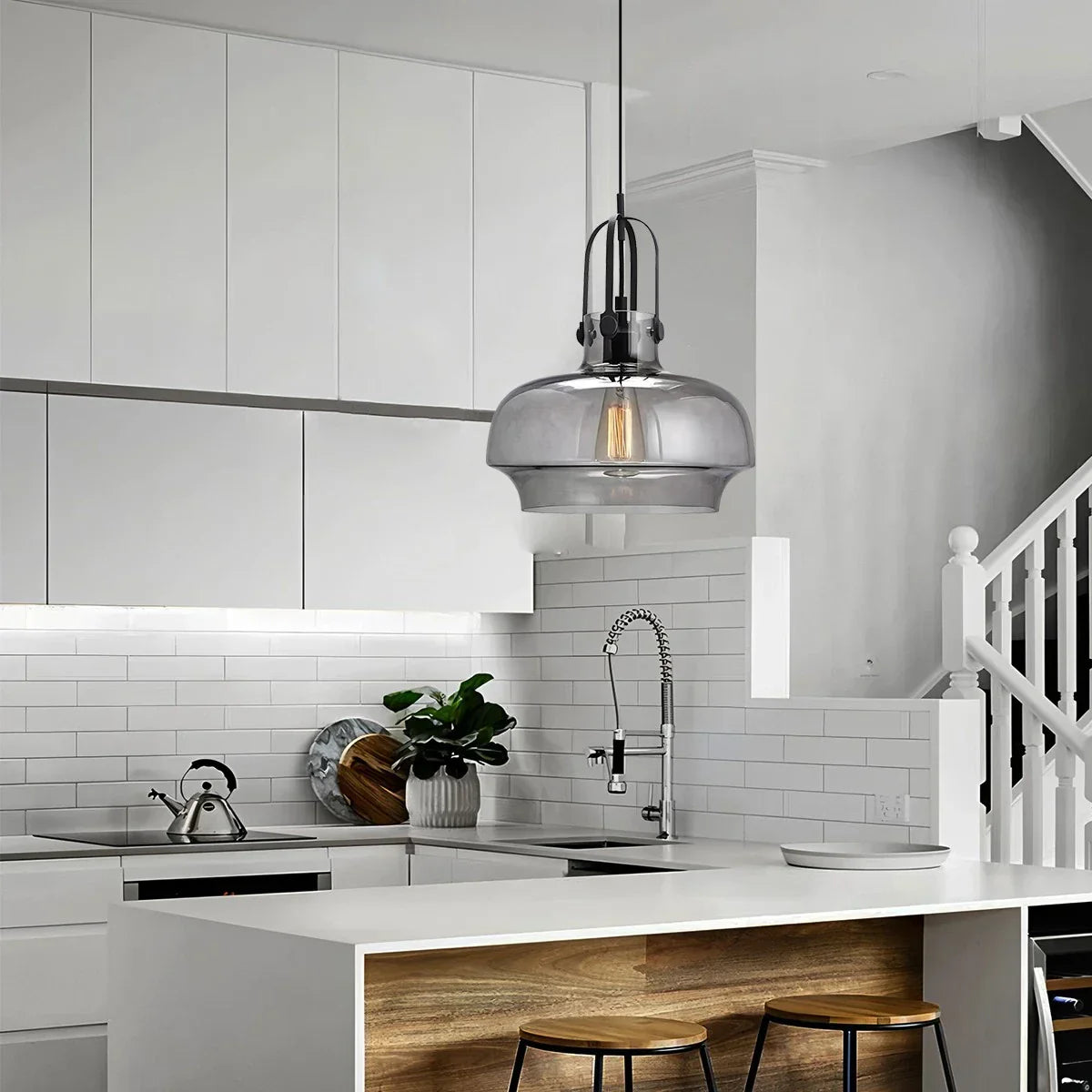 flairel Nordic Minimalist Dining Room Glass Pendant Light