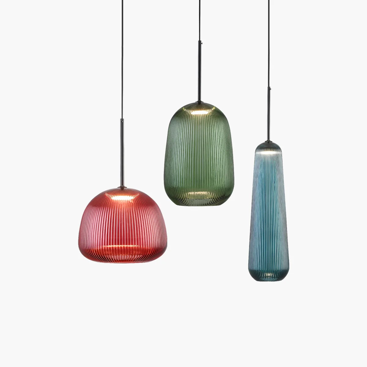 flairel Nordic Pleated Colored Glass Pendant Light