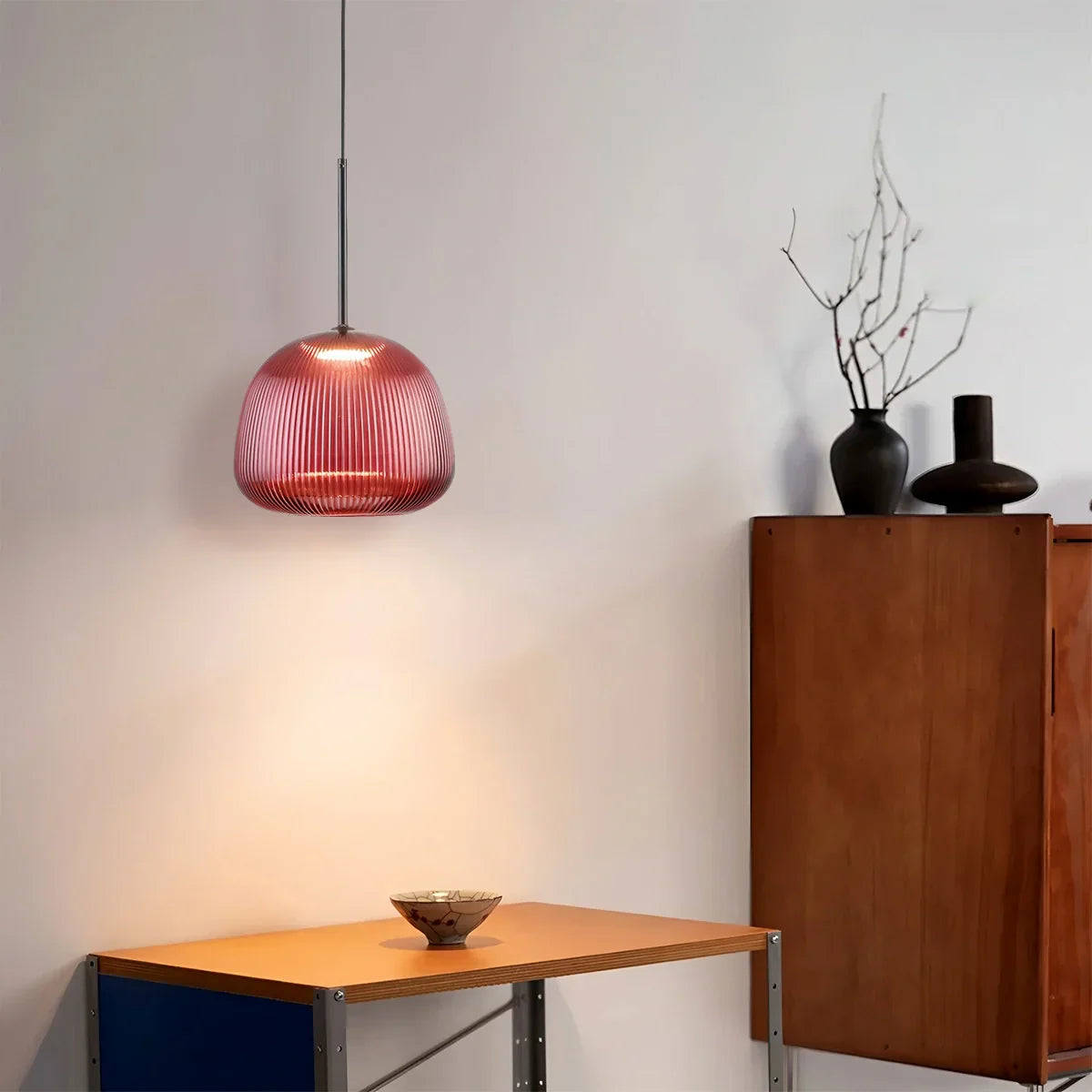 flairel Nordic Pleated Colored Glass Pendant Light