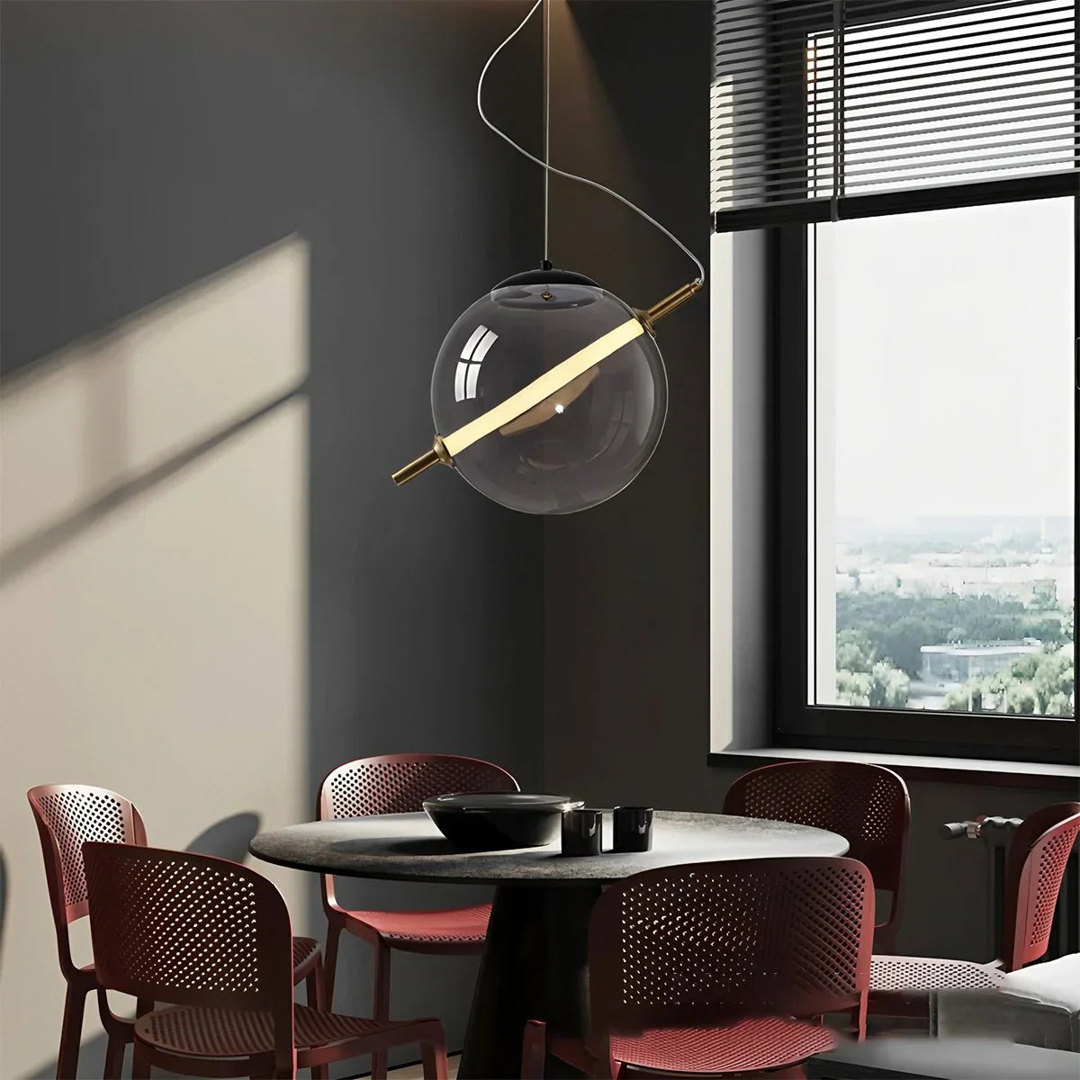 flairel Nordic Round Glass Pendant & Table Light