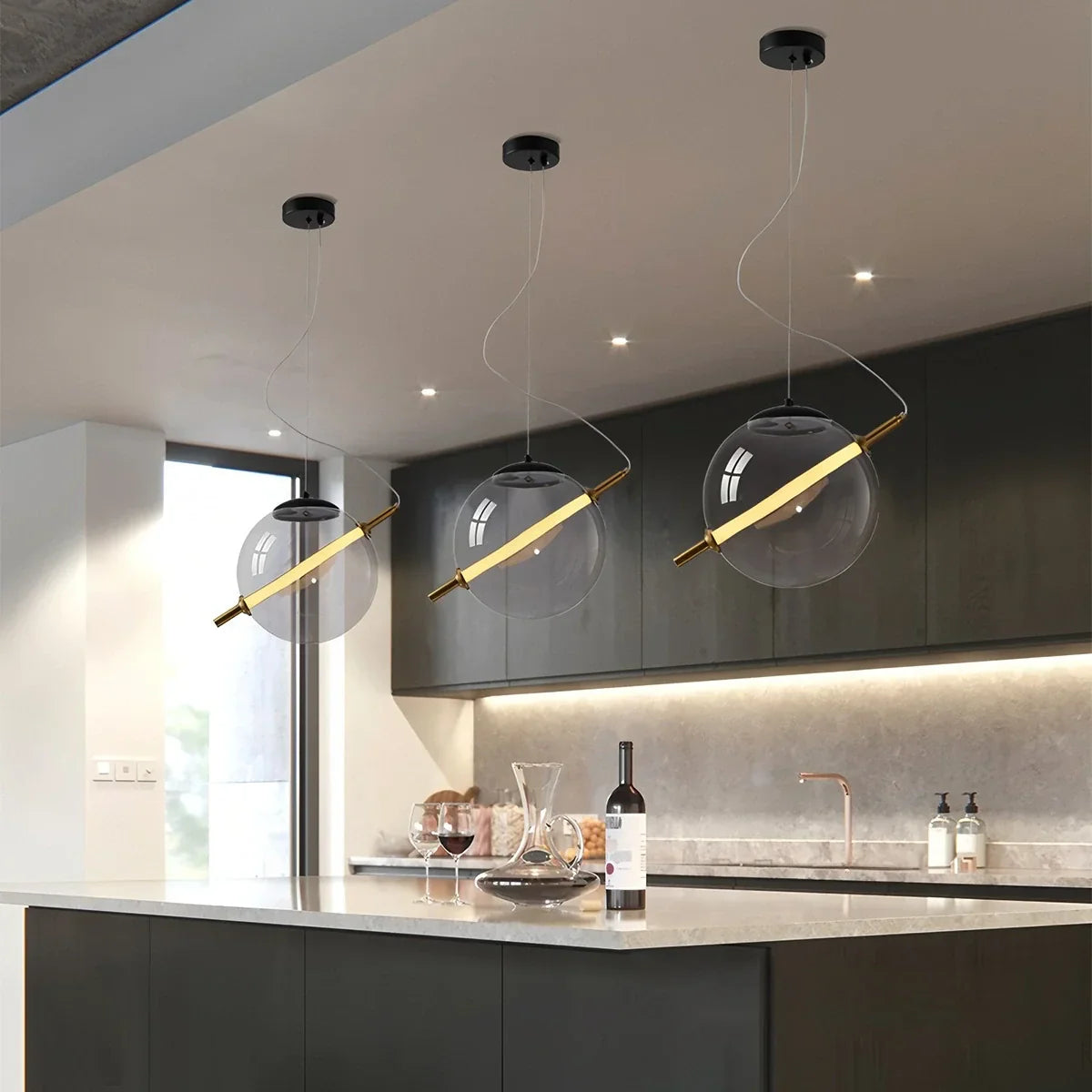 flairel Nordic Round Glass Pendant & Table Light