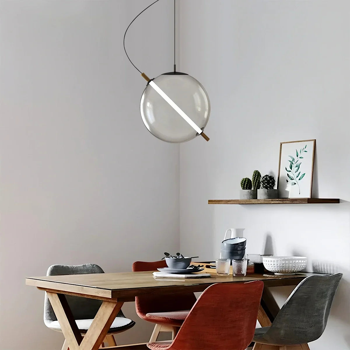 flairel Nordic Round Glass Pendant & Table Light