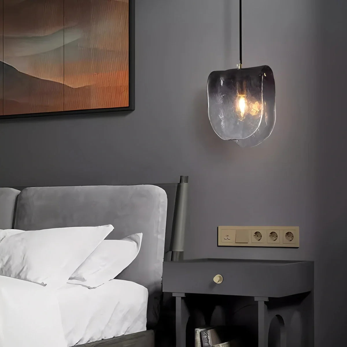 flairel Modern Gradient Glass Pendant Light for Bedside