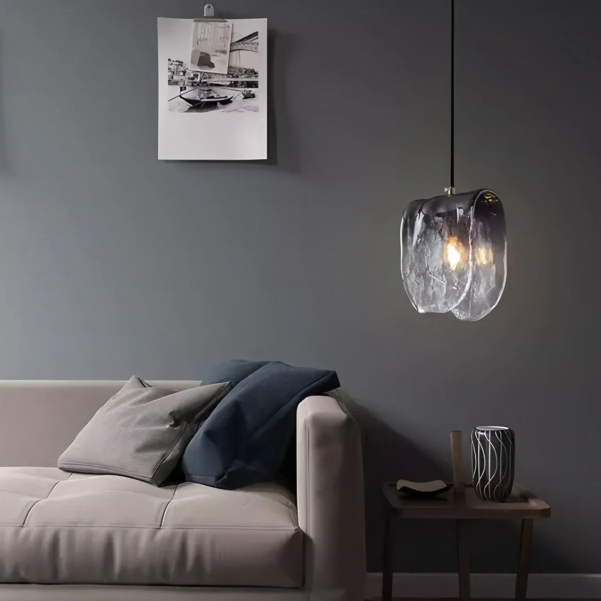flairel Modern Gradient Glass Pendant Light for Bedside