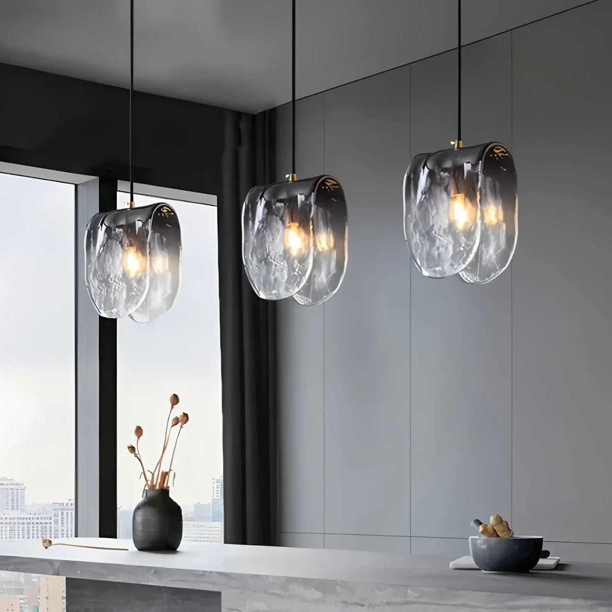 flairel Modern Gradient Glass Pendant Light for Bedside