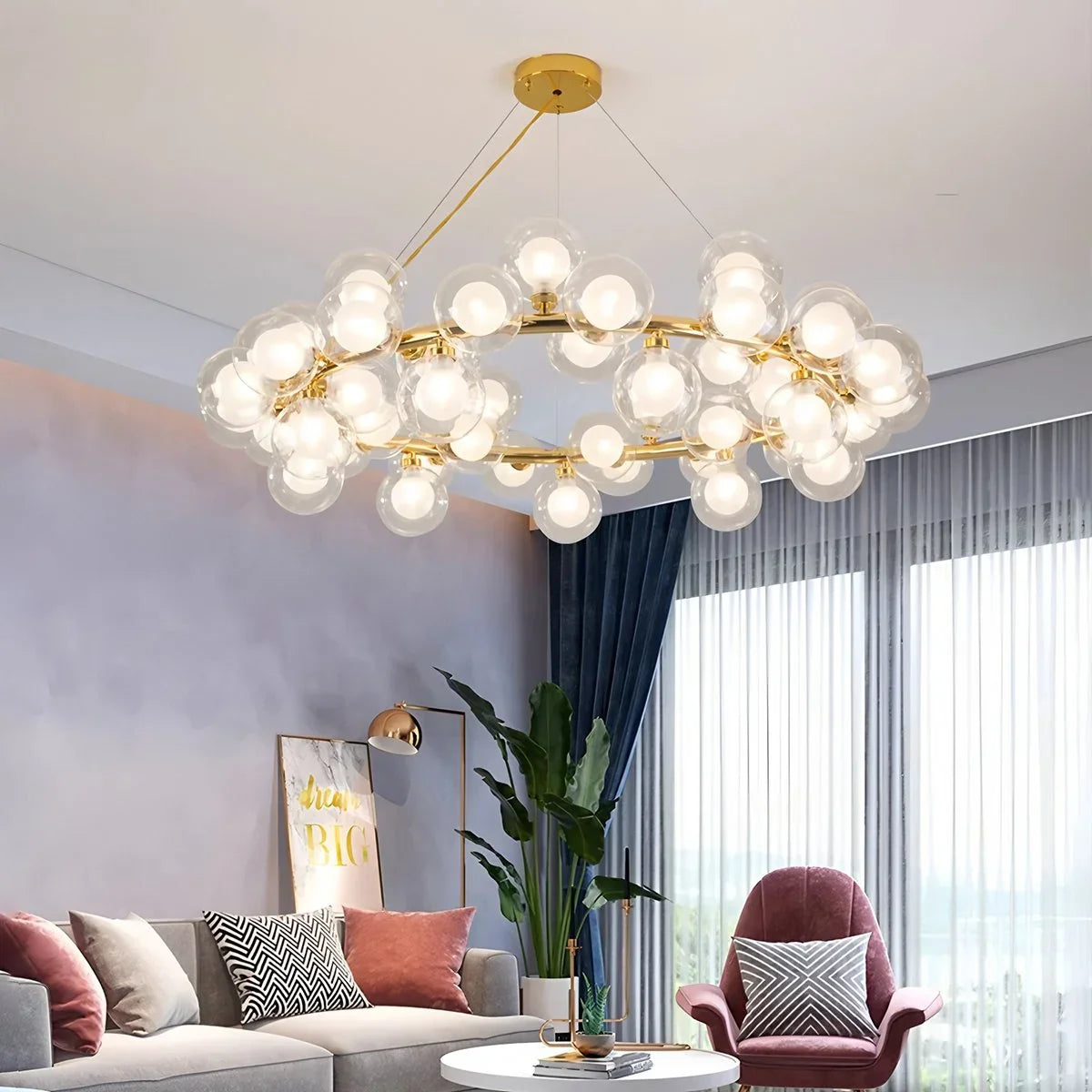 flairel Nur Bubble Glass Chandelier for Living Room