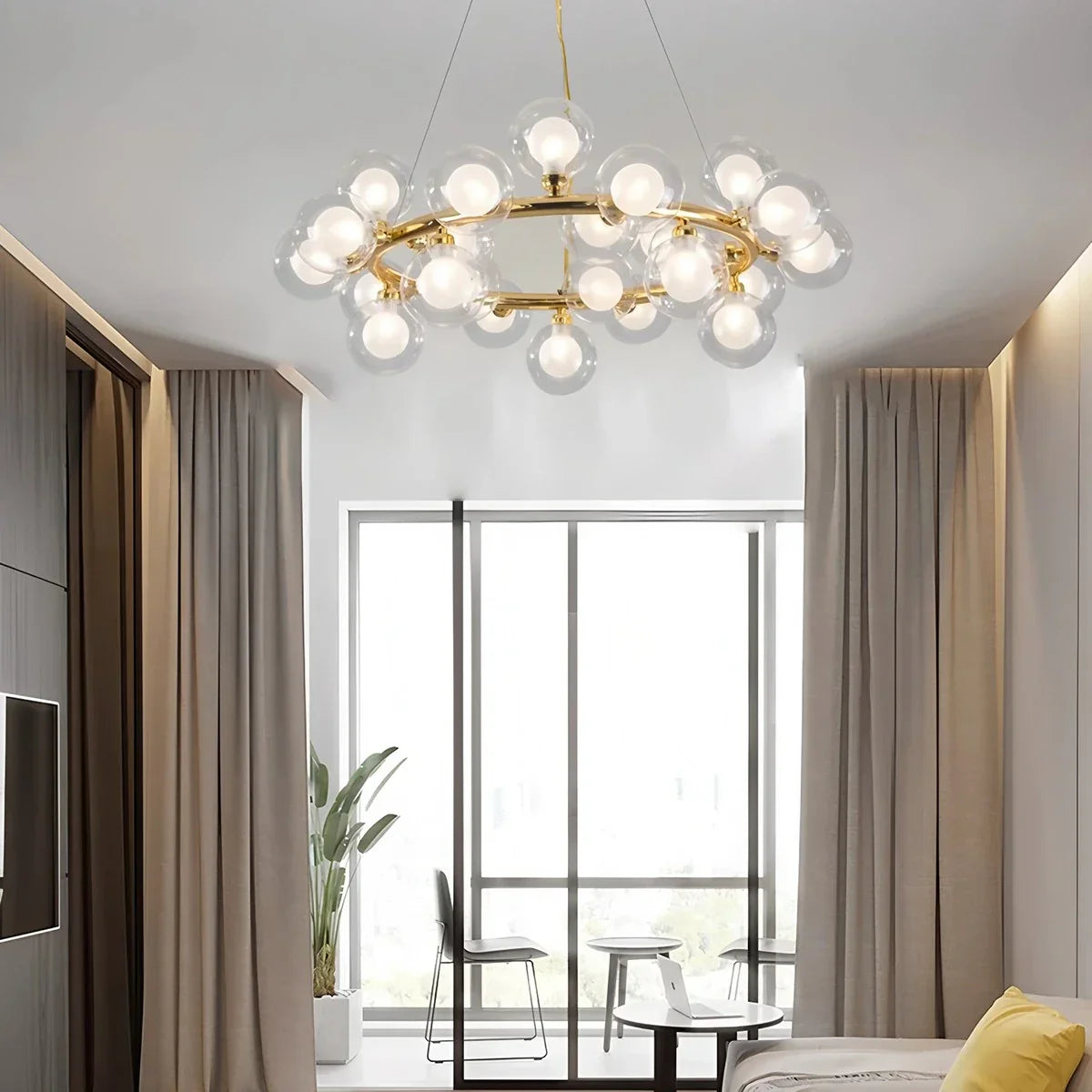 flairel Nur Bubble Glass Chandelier for Living Room