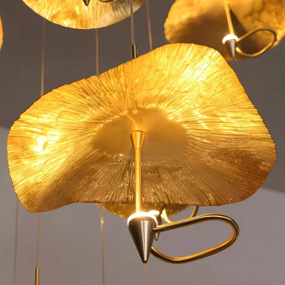 flairel Orlia Brass Lotus Leaf Chandelier
