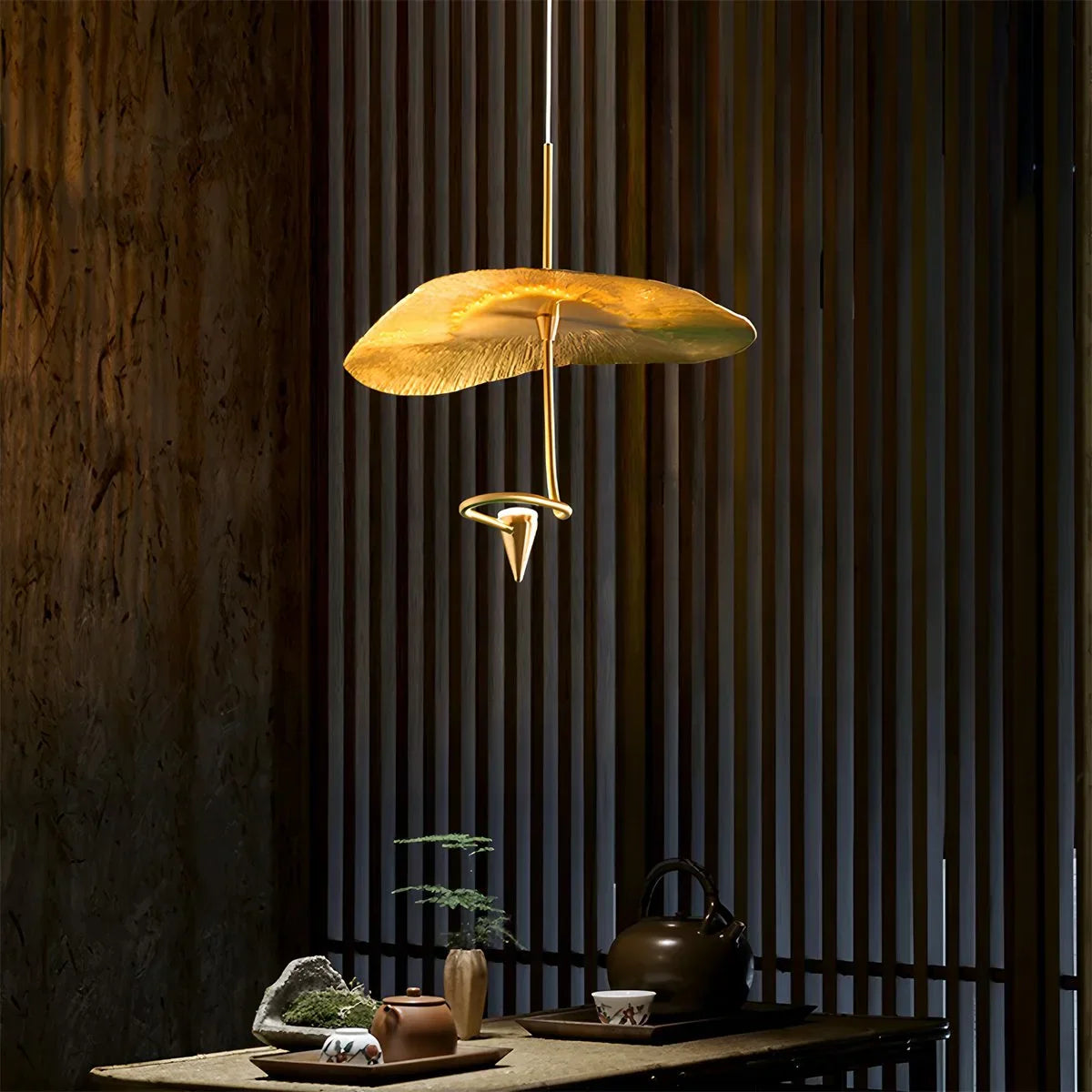 flairel Orlia Brass Lotus Leaf Chandelier
