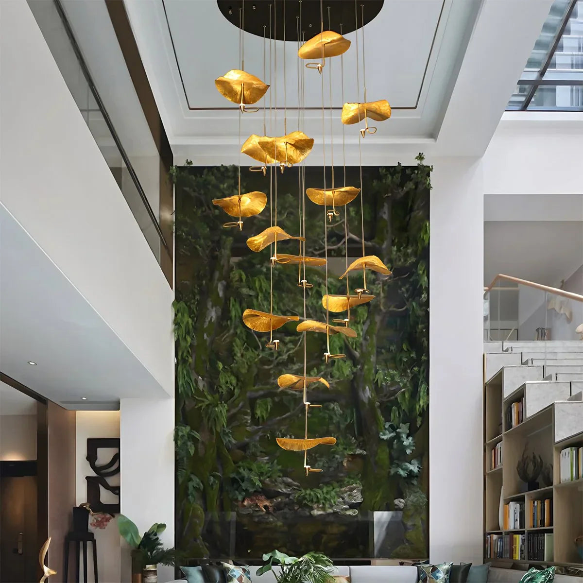 flairel Orlia Brass Lotus Leaf Chandelier