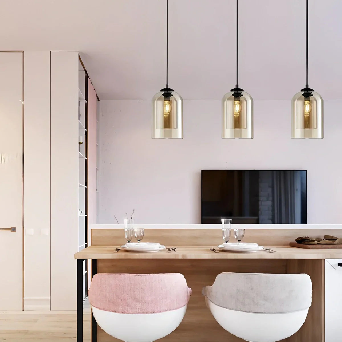 flairel Otzara Double Glass Pendant Light for Dining Area