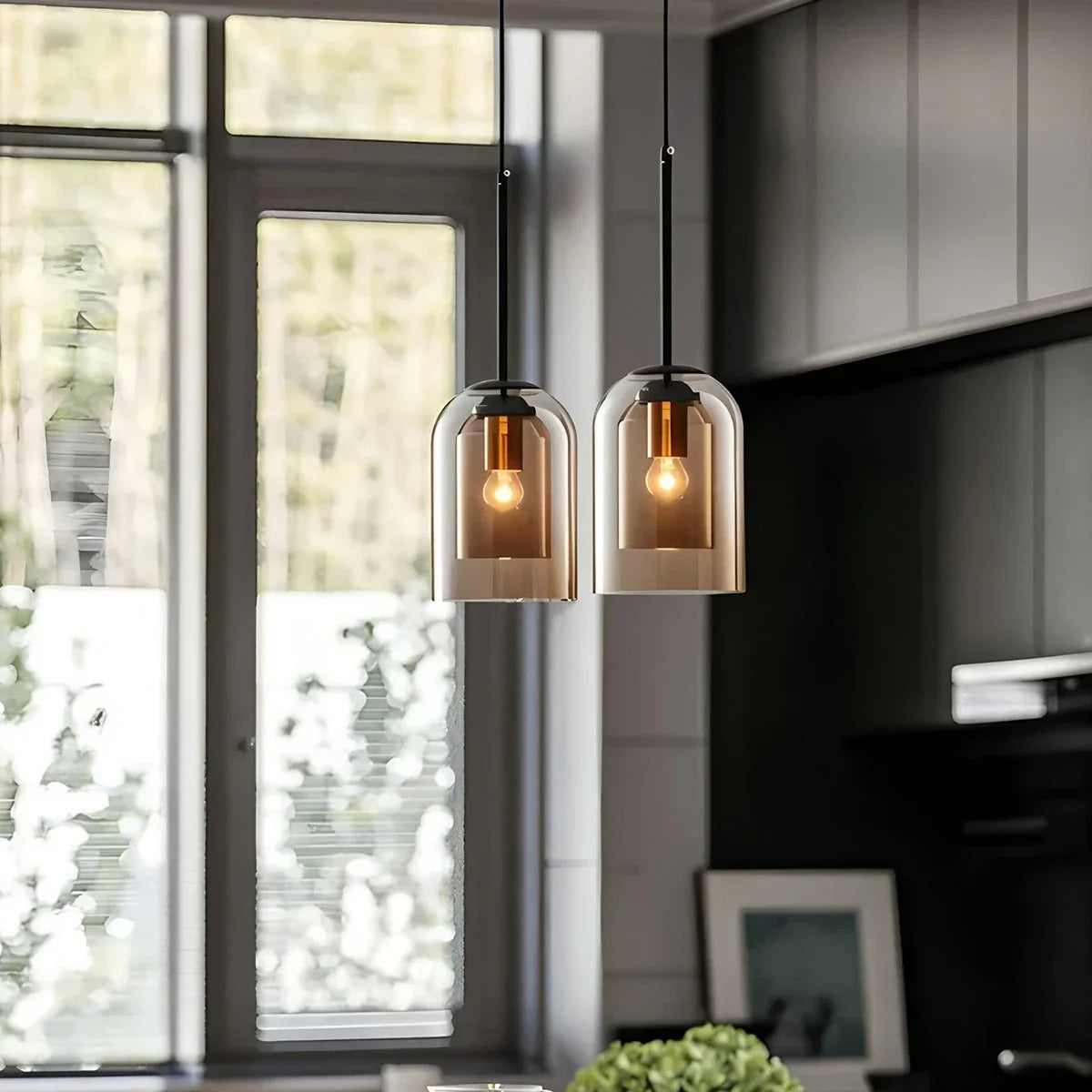flairel Otzara Double Glass Pendant Light for Dining Area