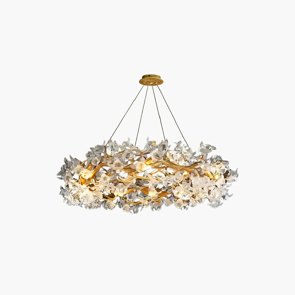 flairel Petala Crystal Round Chandelier for Living Room