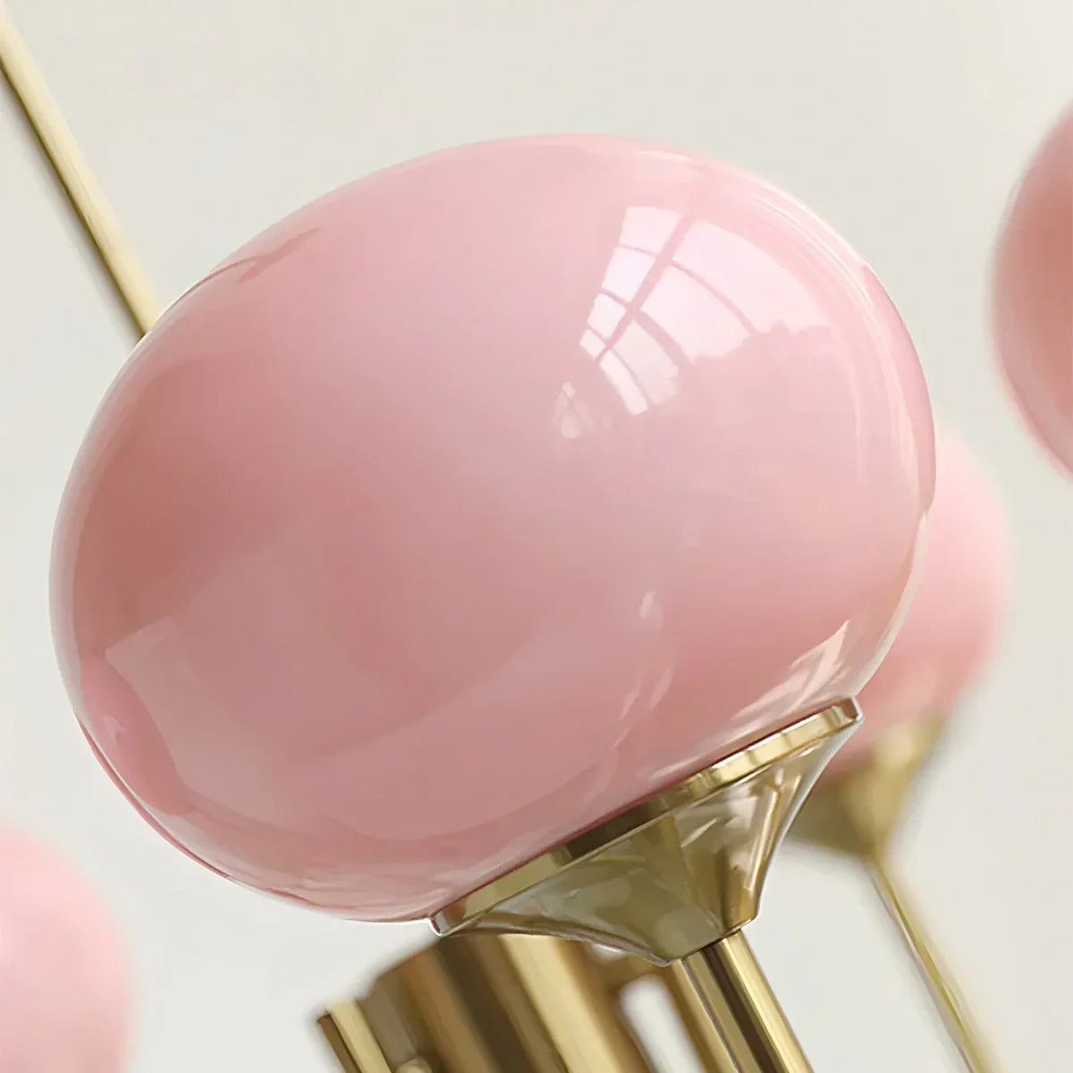 flairel Pink Glass Globe Arm Chandelier for Living Room