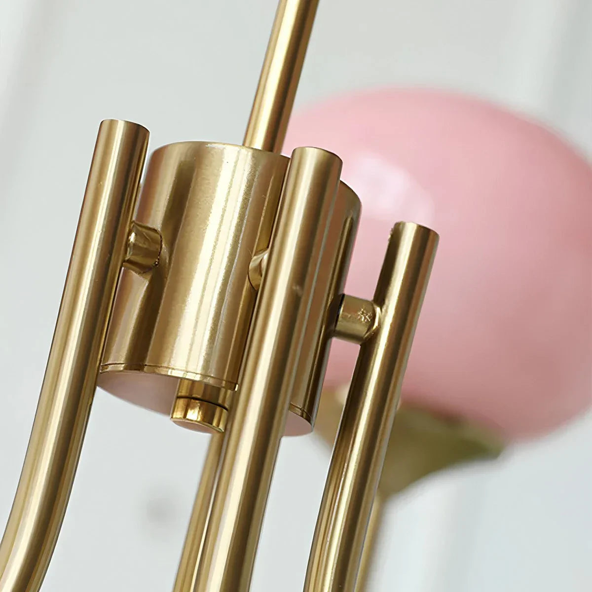 flairel Pink Glass Globe Arm Chandelier for Living Room
