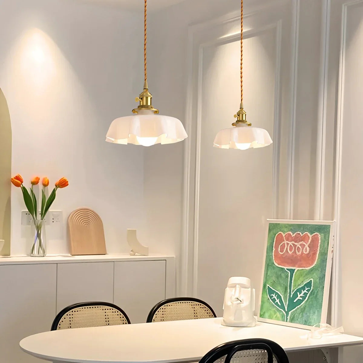 flairel Retro Coloured Glass Pendant Light for Kitchen